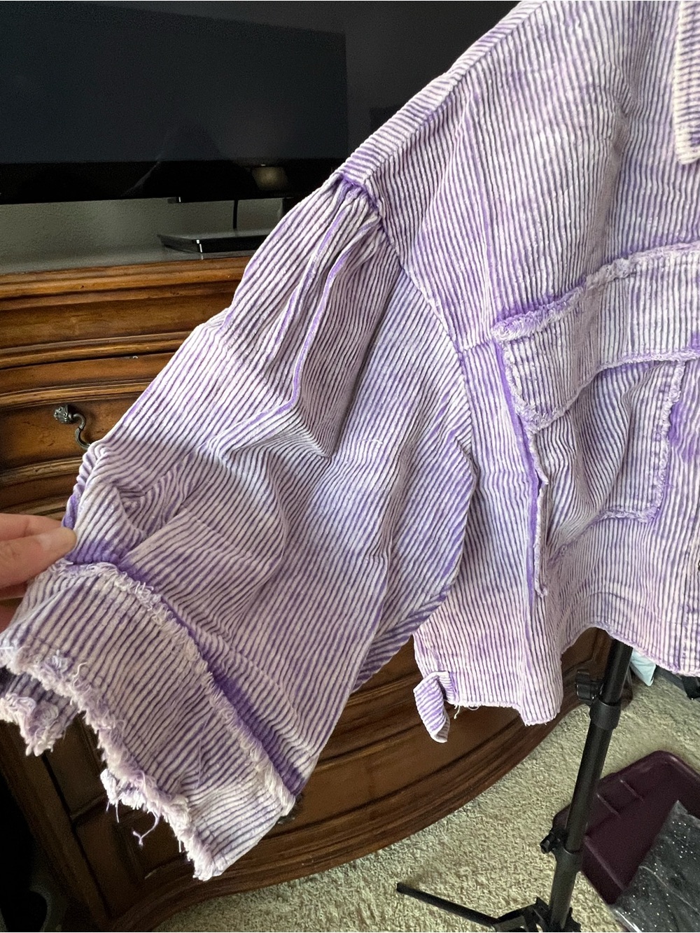 POL Lavender Corduroy Button-Front Jacket - Picture 2 of 15